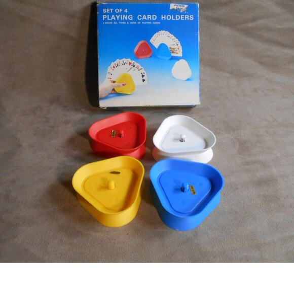 Vintage 1991 Playing Card Holders Set of 4 Baron/Scott Ent. #5175 Taiwan - Picture 2 of 7